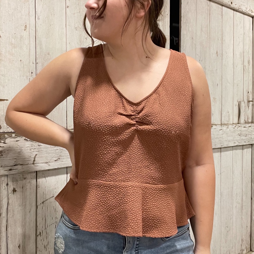 Express Brown Textured Tank Top